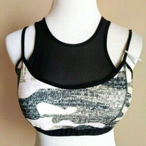 X by Gottex Neutral Camo Control Support Sports Bra M Mesh Adjustable Strap